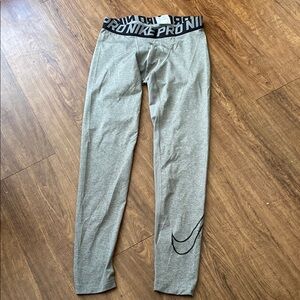 Nike Kids Gray Pro Logo Tights